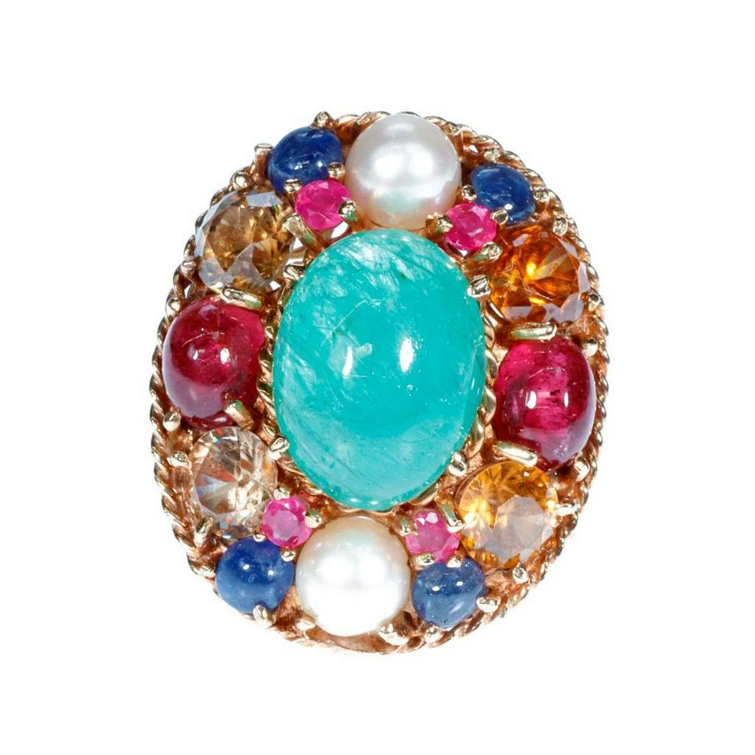 Multi-stone and 14k gold ring (1 of 3)