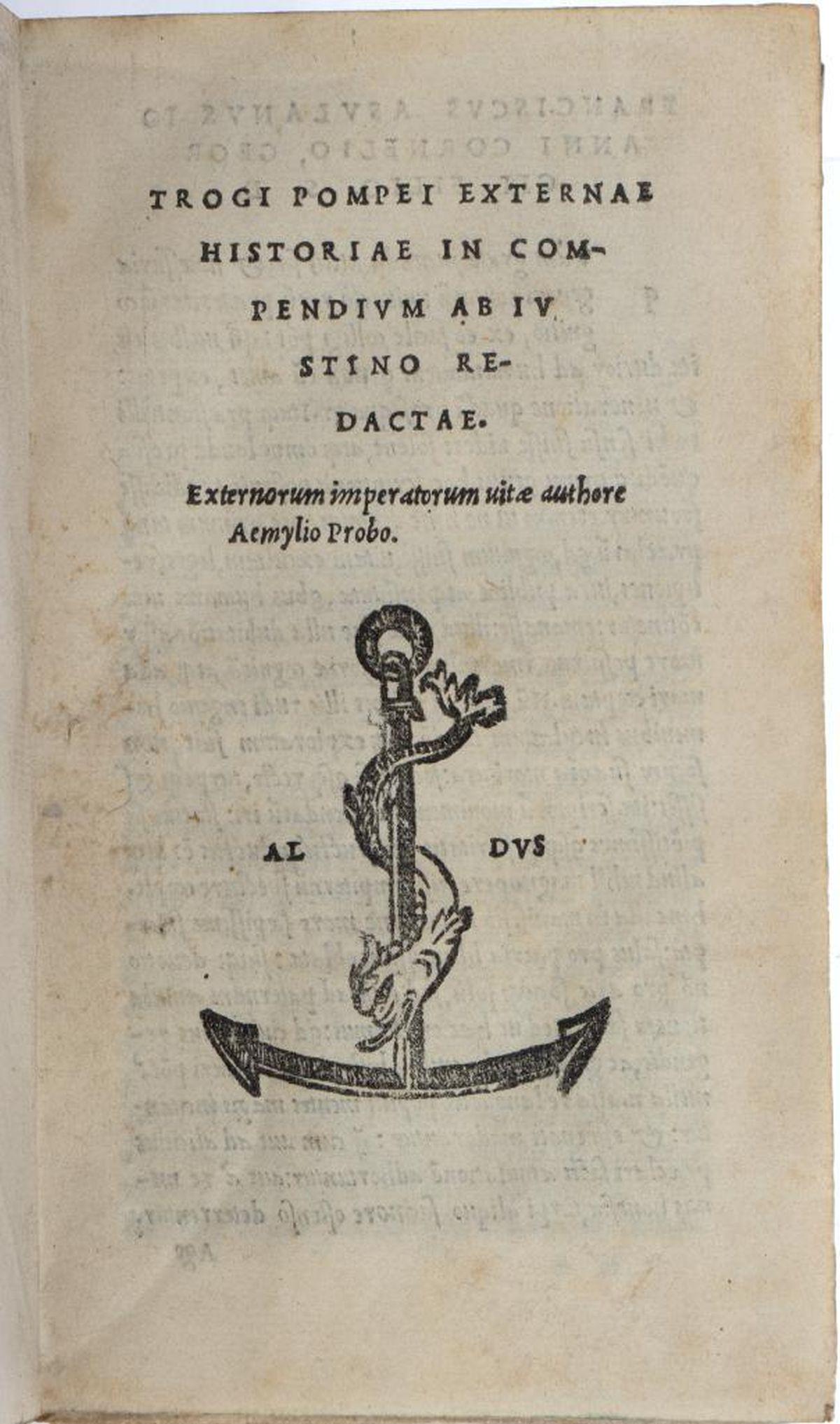 Pompey's Historiae, Justini, Aldine Press, 1522 (1 of 5)