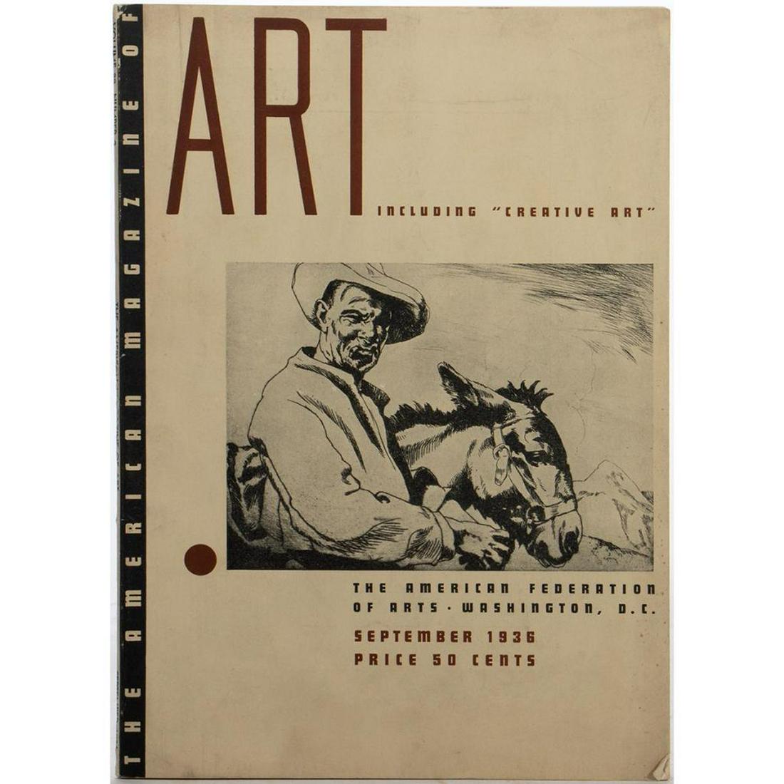 The American Magazine of Art, September 1936: Washington, D.C.: The American Federation of Art, 1936. Volume 29, Number 9. 4to. [54] pp. Softcover Wraps. Artwork by Henry G. Keller, Delacroix, others. Condition: cover corners lightly bumped, some