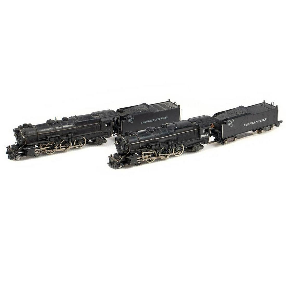 American Flyer S Gauge Pennsylvania 310 and 312 4-6-2: 312Used312 Pennsylvania 4-6-2 Smoke in Tender locomotive and tender, die cast, valve gear intact, smoke tube decayed, dirty, paint worn in the usual places 312 ACUsed312 AC Pennsylvania 4-6-2 Smoke in
