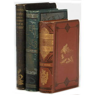 19th Century Literature (3), incl. Jules Verne: Group of 19th century literature, consisting of Verne, Cooper, Dantes/Dumas: 1. VERNE, JULES. Twenty Thousand Leagues Under the Sea. New York: R. Worthington, 1880. Later American edition. Good. 2. CO