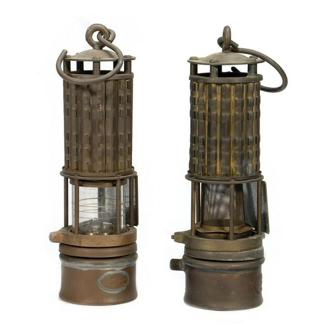 Pair of Brass Miner Lamps, c 1940s (1 of 4)