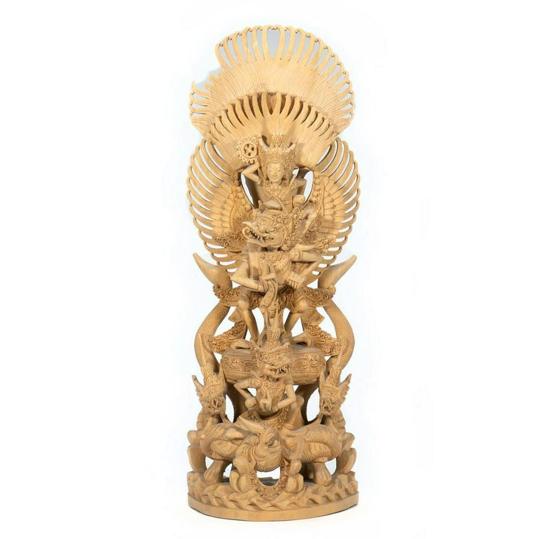 Thai Carved Wood Winged God and Dragons (1 of 5)