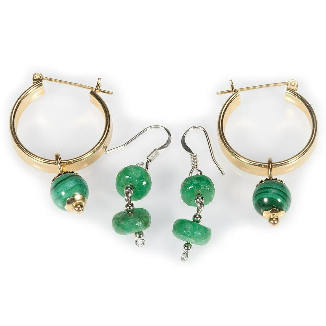 Two pairs of gem-set and 14k gold earrings (1 of 1)