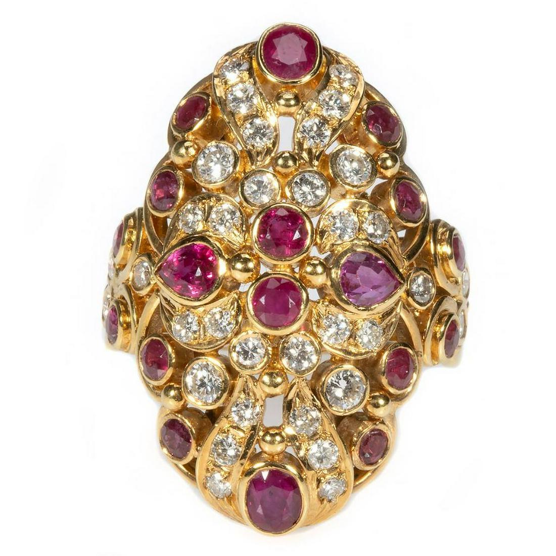 Ruby, diamond and 18k gold ring (1 of 3)