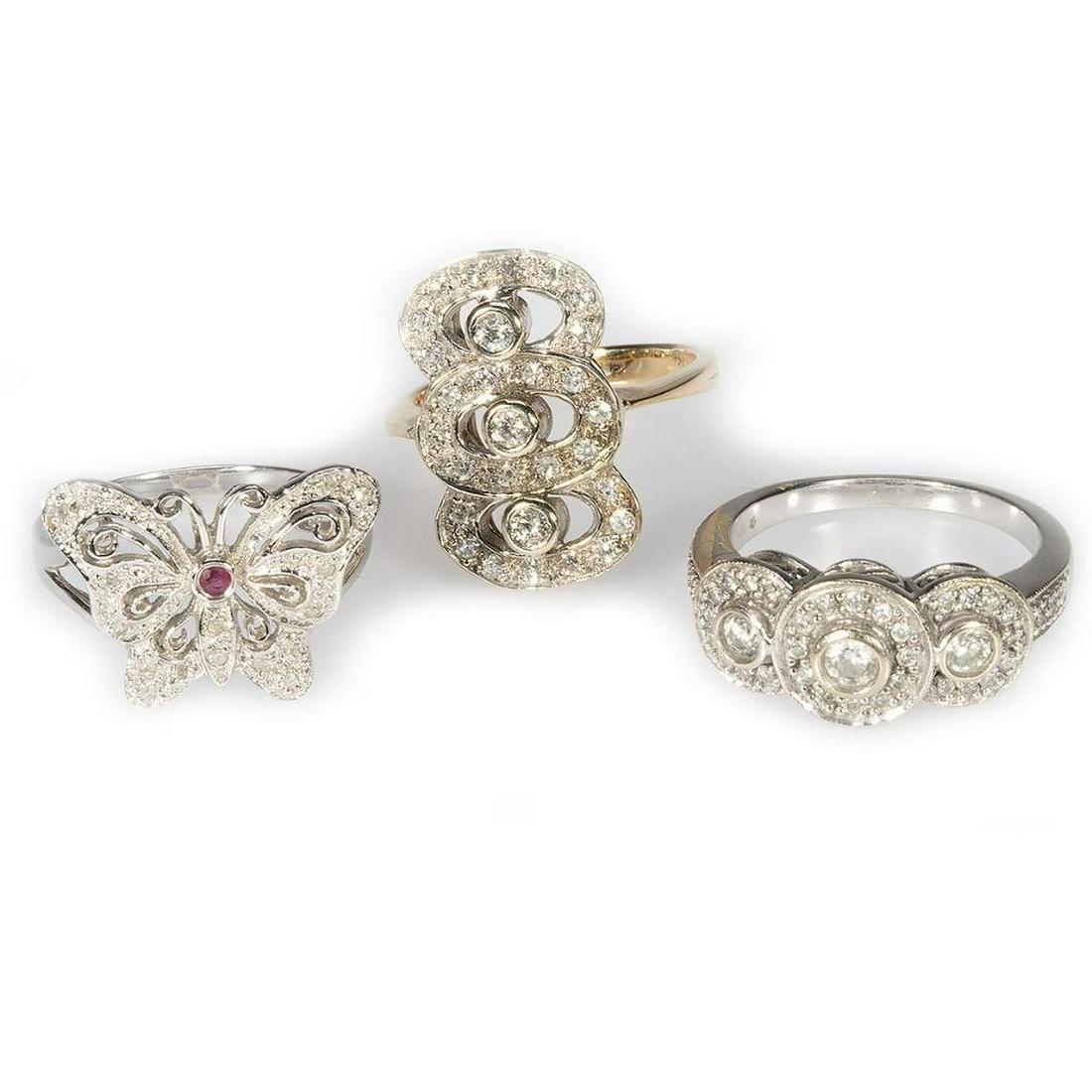 Three diamond and 14k white gold rings (1 of 4)