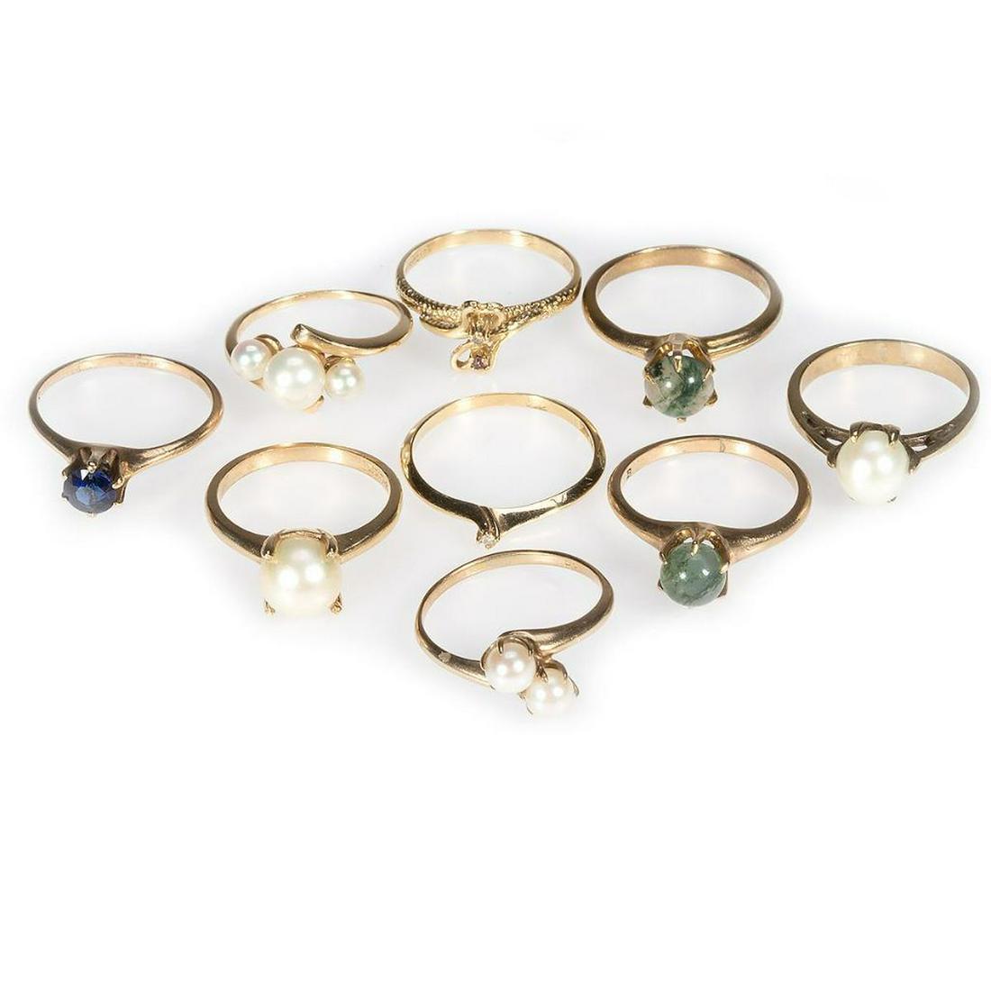 Nine gem-set and 10k gold rings (1 of 3)