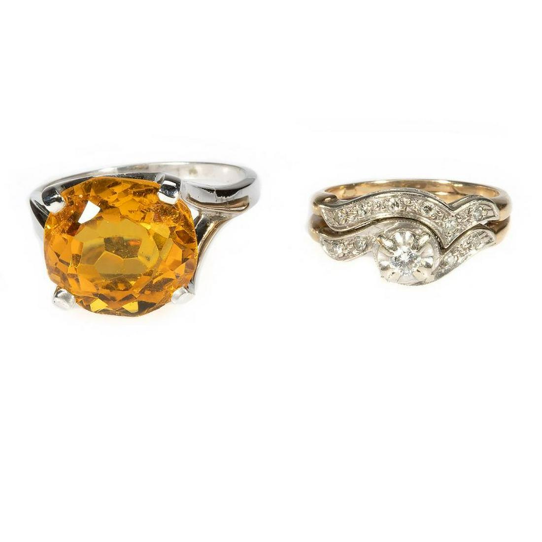 Two gem-set 10k gold rings (1 of 3)
