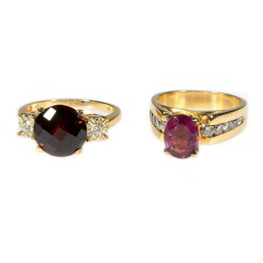 Two gem-set and 14k gold rings (1 of 5)