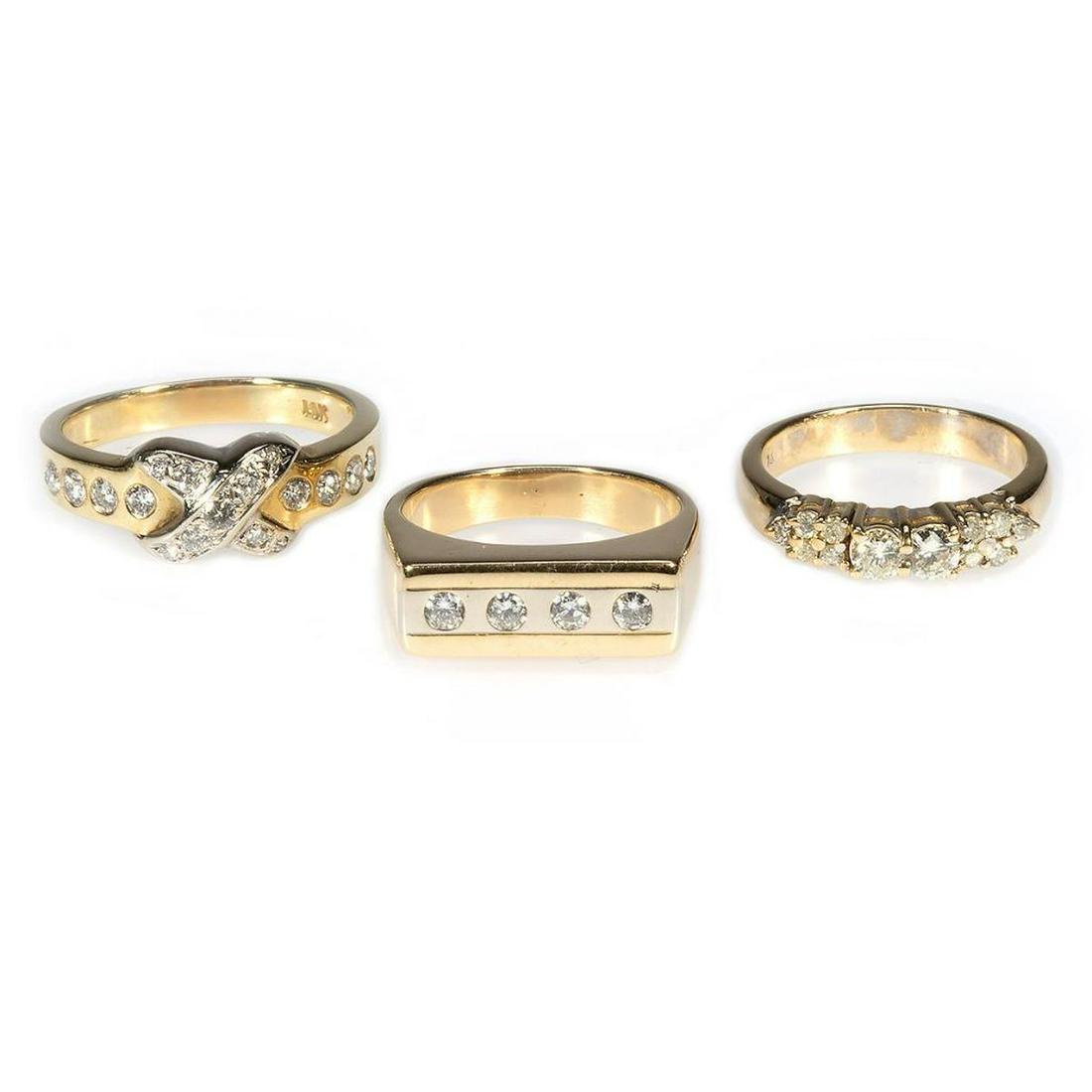 Three diamond and 14k gold rings (1 of 3)