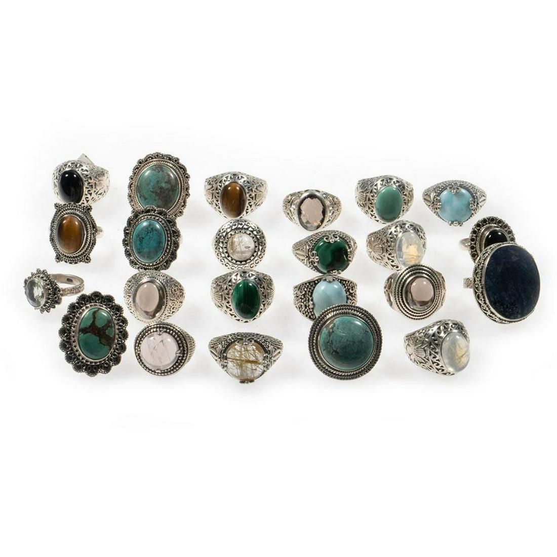 Collection of 23 stone-set and silver rings (1 of 4)