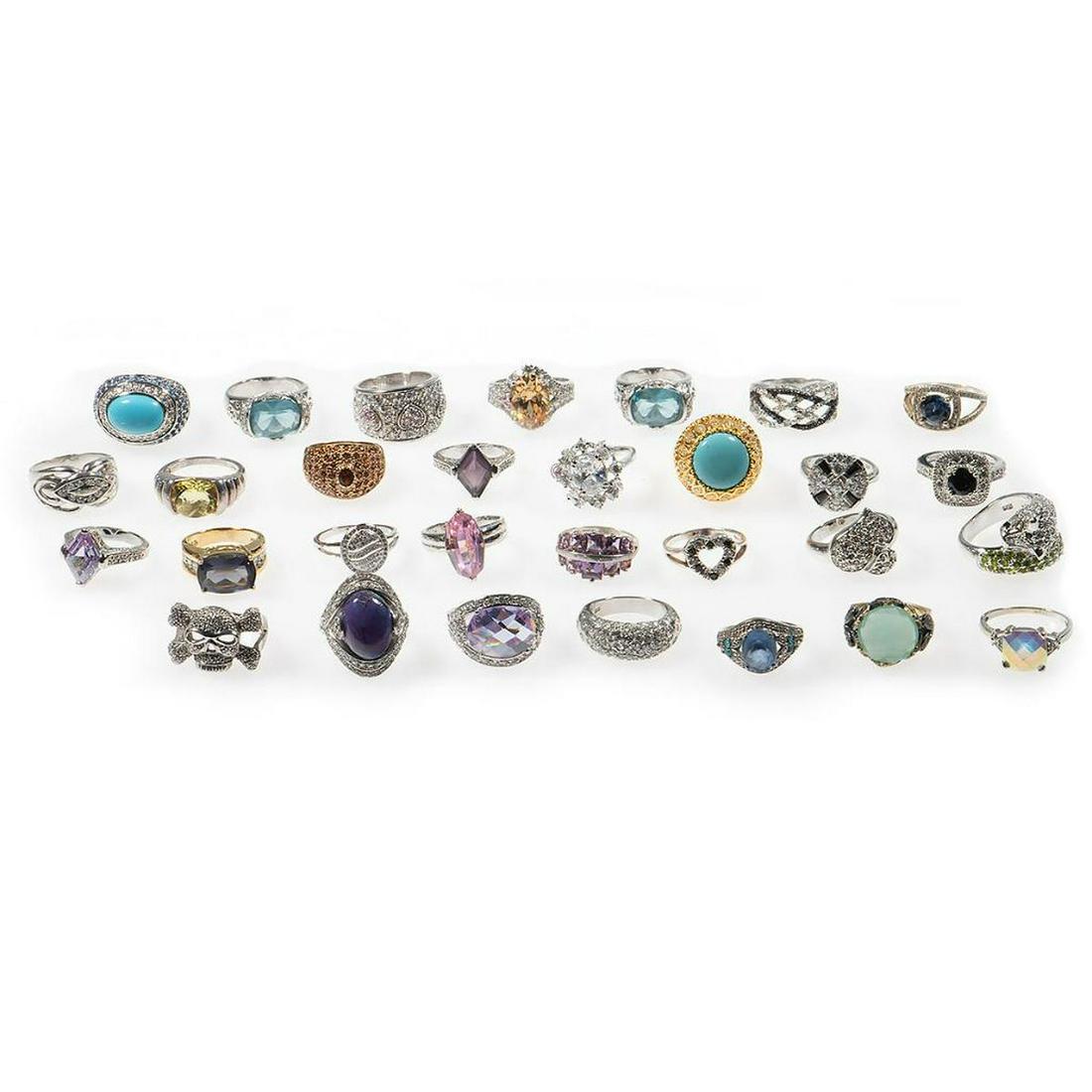 Collection of 30 stone-set and silver rings (1 of 5)
