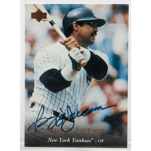 REGGIE JACKSON AUTOGRAPHED CARD W/CERTIFICATION: REGGIE JACKSON AUTOGRAPHED CARD W/CERTIFICATION