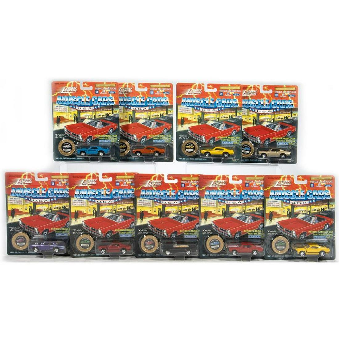 (30) Johnny Lightning Muscle Cars: Series 1and 2: (c) 1994. On unopened original cards,: Johnny Lightning Muscle Cars (c) 1994 Series 1 1965 GTO red convertible, Token ('95 FAIR) 1970 Boss 302 red, Token ('95 FAIR) 1969 Olds 442 red, Token ('95 FAIR) 1970 Superbird red, Token ('95 FAIR) 1