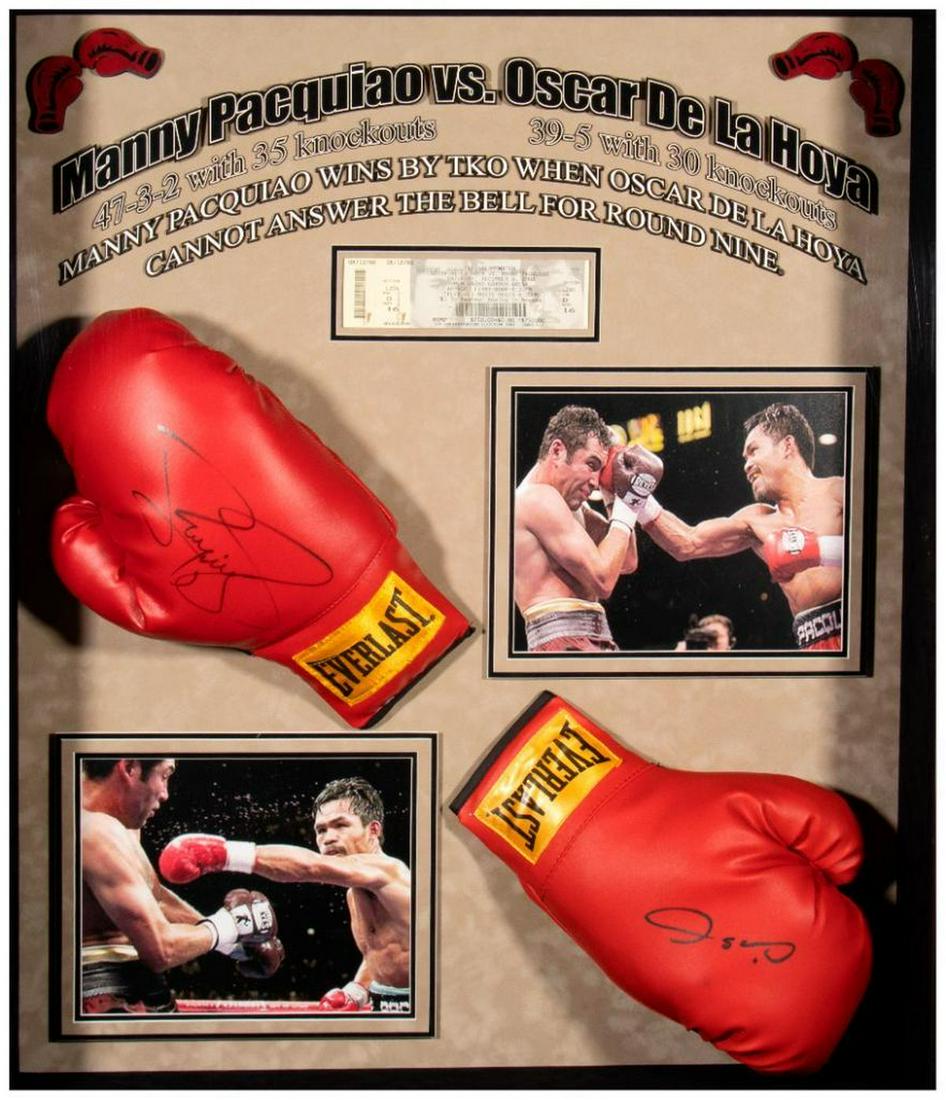 Manny Pacquiao and Oscar De La Hoya Autographed Boxing Gloves (1 of 8)