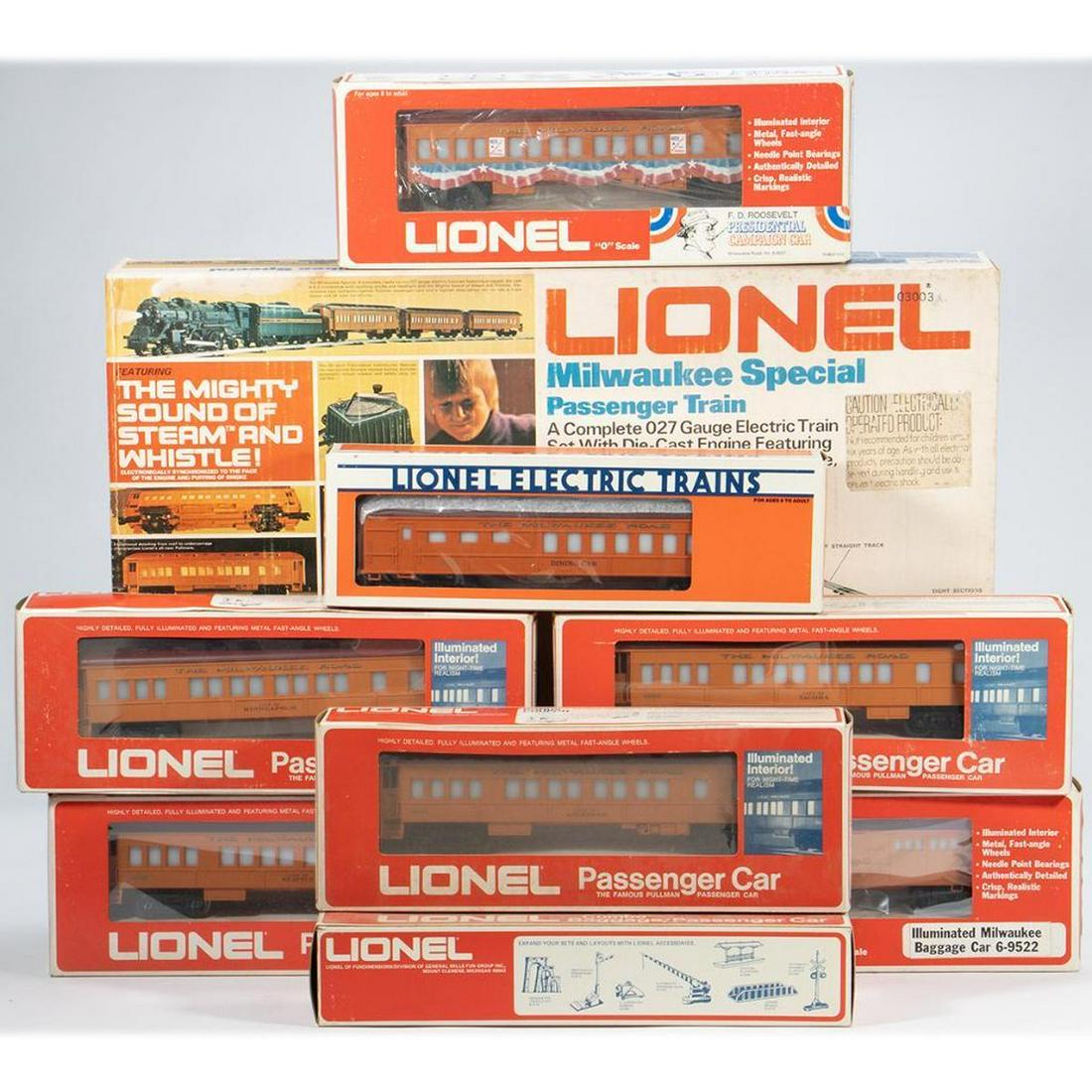 Lionel Milwaukee Special Set and add on cars: 6-1387; 6-9501, 6-9504, 6-9505, 6-9506, 6-9511, (1 of 6)