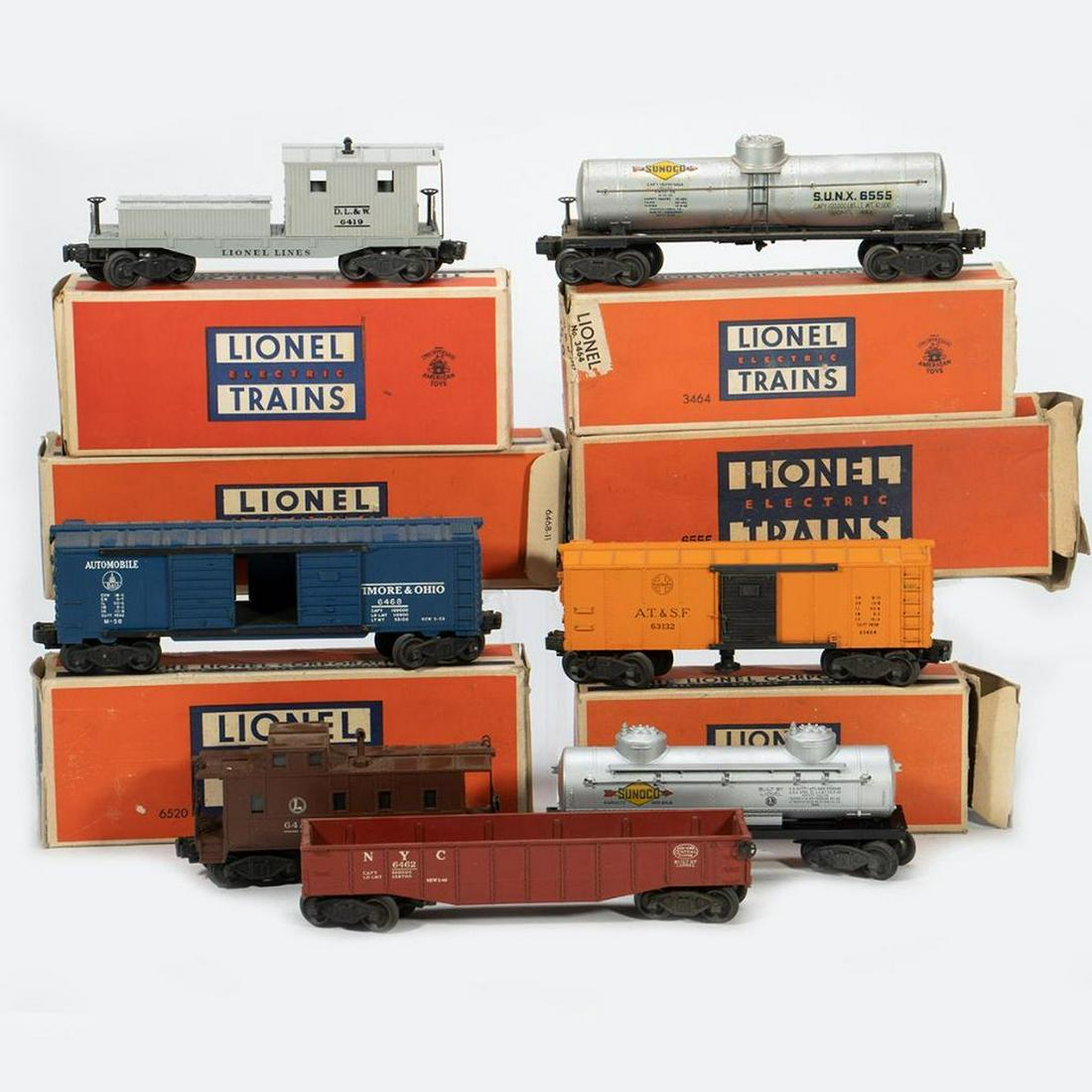 Lionel Postwar 10 Freight Cars: 6468, 6420, 6419, 6462, 6555, 3464, 6457, 6465, 6462, 6462 (1 of 9)