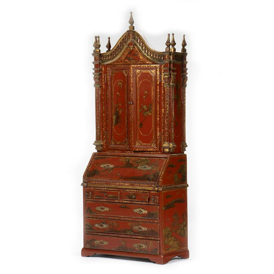 Doll-size Chinoiserie Lacquer Secretary Cabinet (1 of 5)