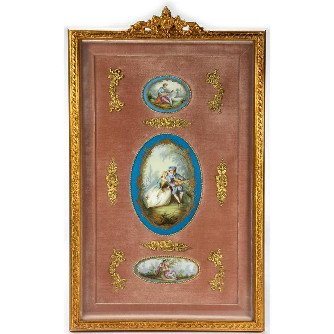 French Style Gilt Porcelain Plaques, Framed (1 of 5)