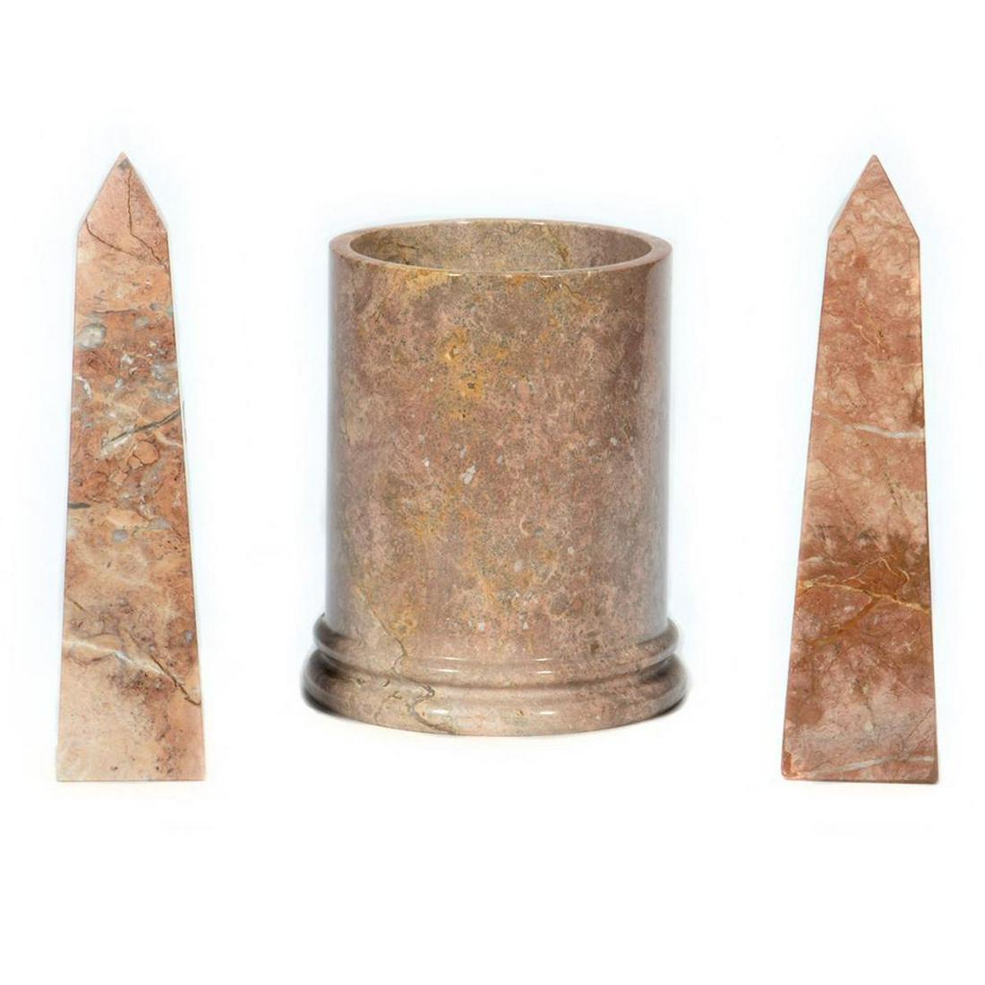 Pair Marble Obelisks and a Vase (1 of 4)