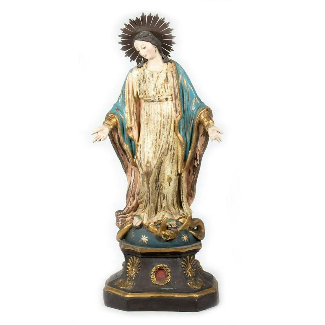 Painted Composition Figure of Mary with Metal Halo (1 of 6)