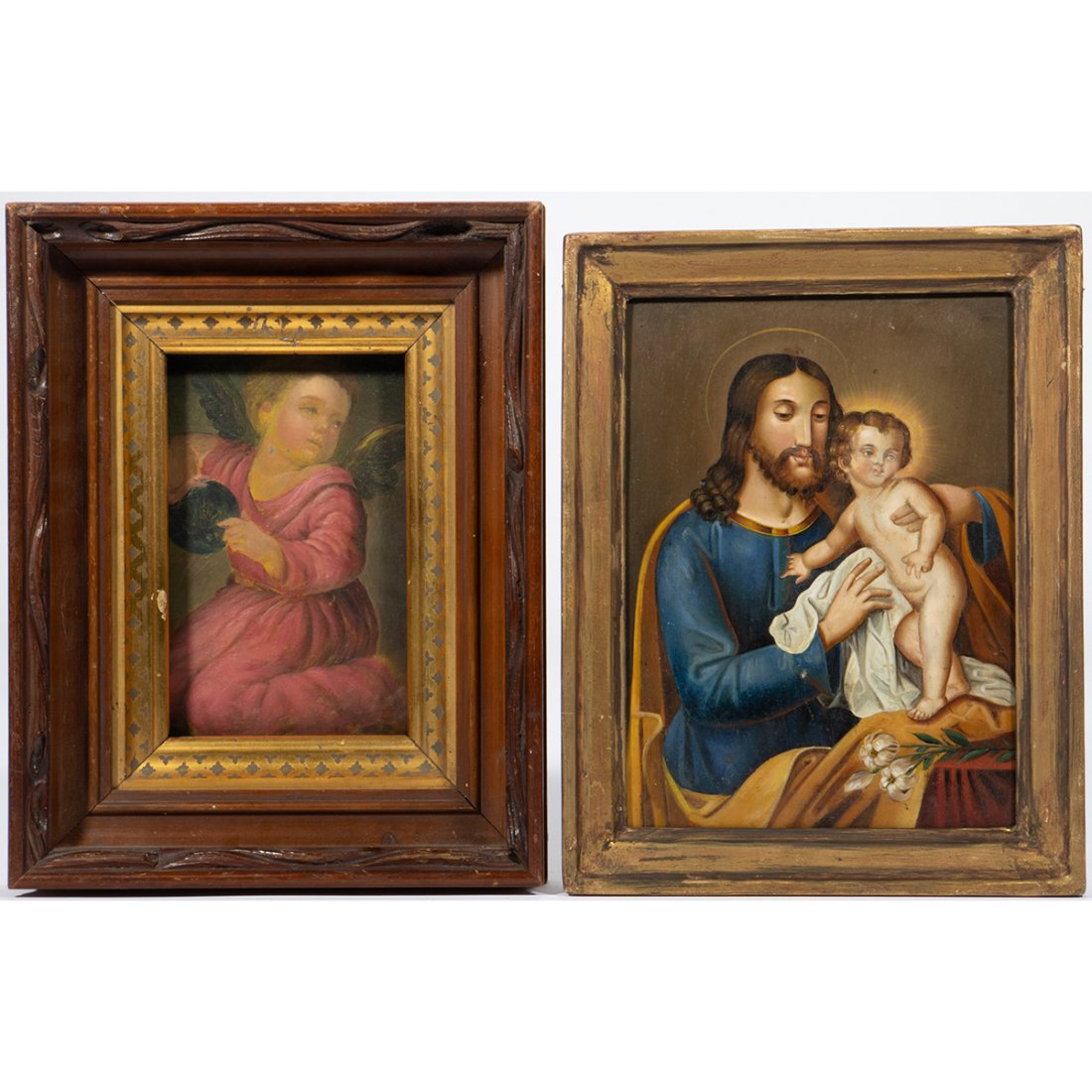 2 Paintings on Tin, an Angel and Infant Jesus (1 of 6)