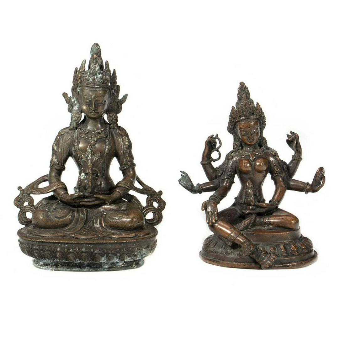 Two Patinated Bronze Statues of Hindu Deities (1 of 7)