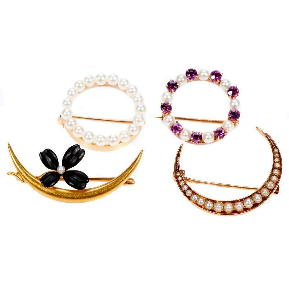 Four antique 14k gold pins (1 of 3)