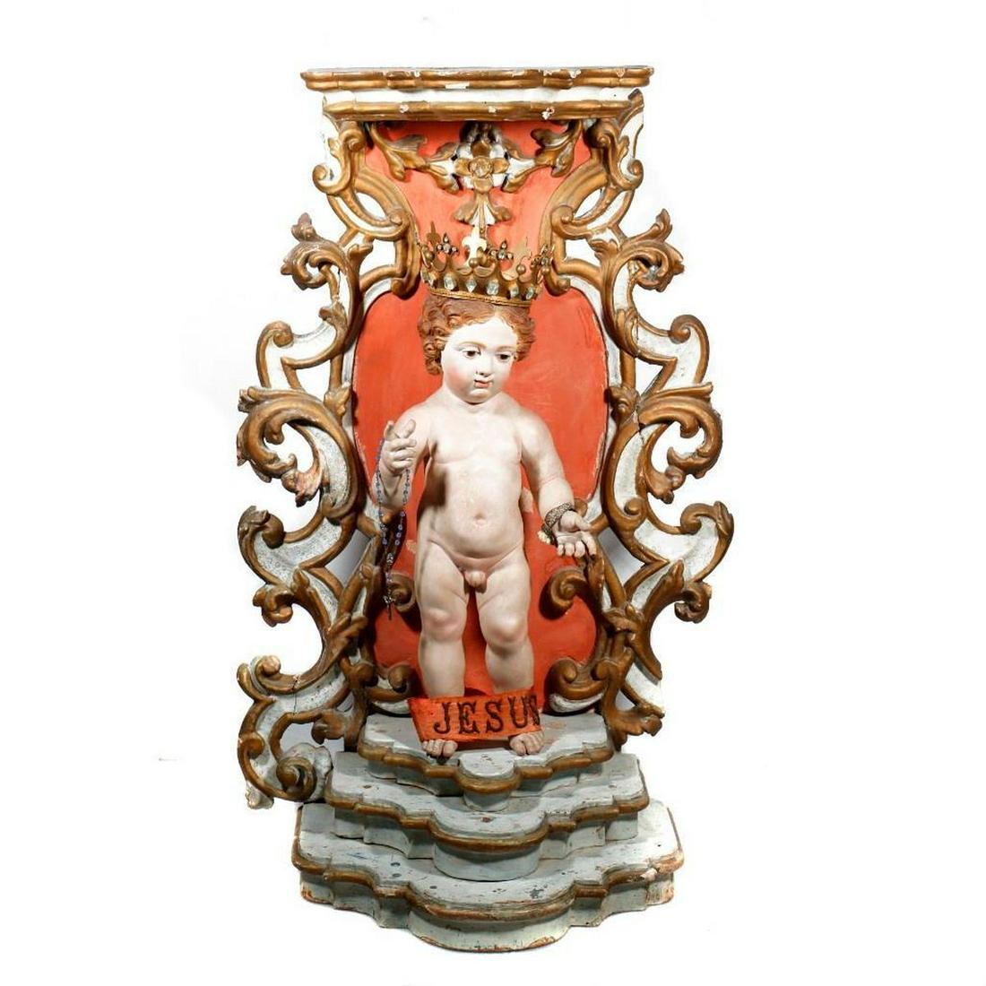 Painted Wood Altar Statue of the Christ Child (1 of 4)
