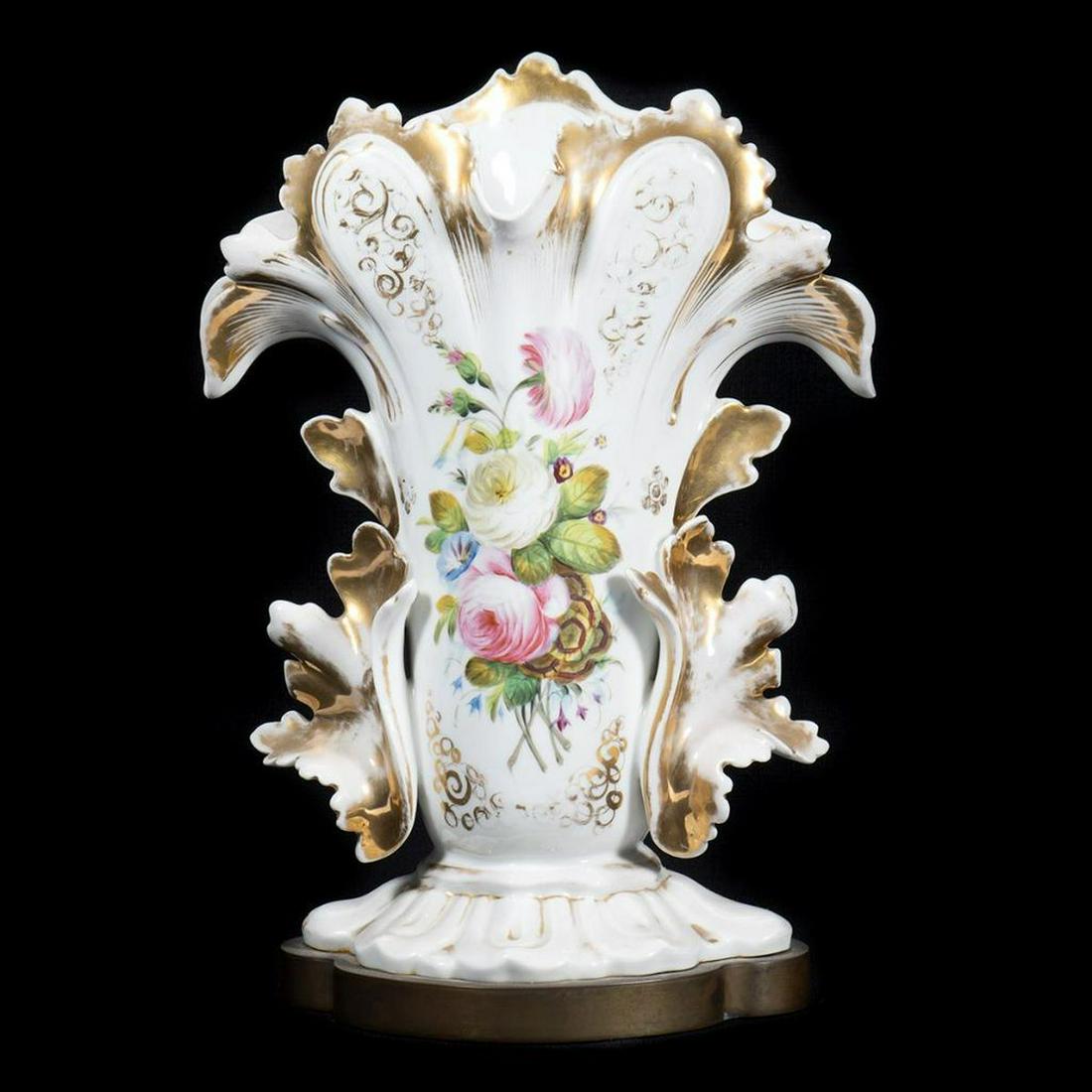 Gilt Porcelain Vase on Brass Base, Late 19th/Early 20th Century (1 of 4)