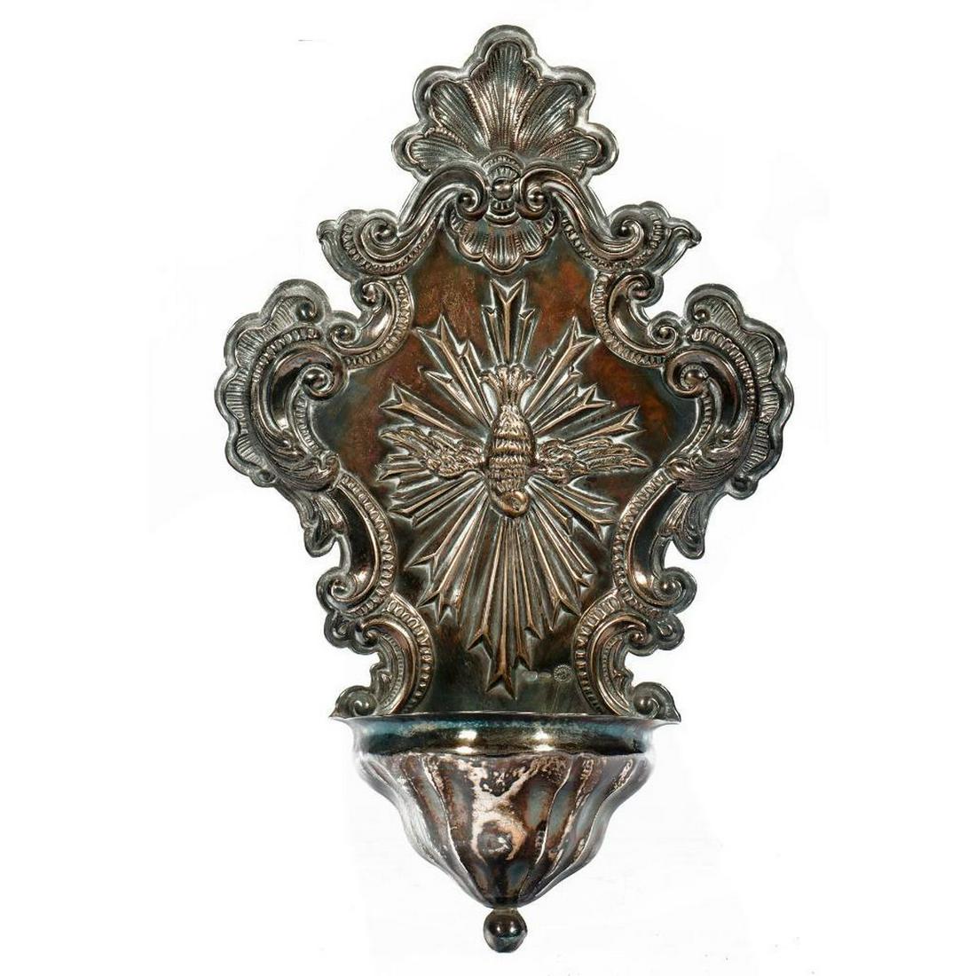 Repousse Silver Bird Motif Wall Font (1 of 3)