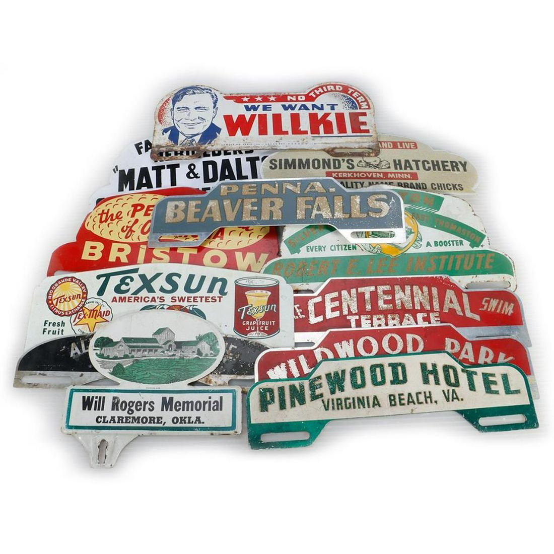 Twelve Sheet Metal License Plate Toppers (1 of 3)