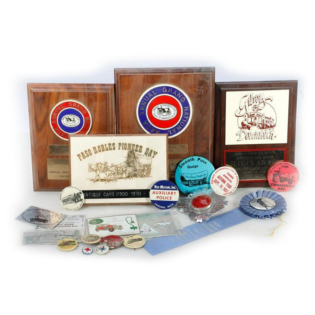 Antique Automobile Show Awards. Placques, ribbons, pinback buttons, etc. (1 of 2)