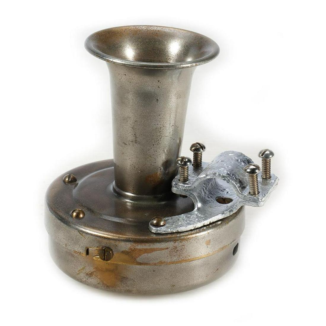 Small Indian Motorcycle Horn by Dean.: Small Indian Motorcycle Horn by Dean. Plated brass but some plating has worn off. A new mounting bracket has been attached. Wear from use.