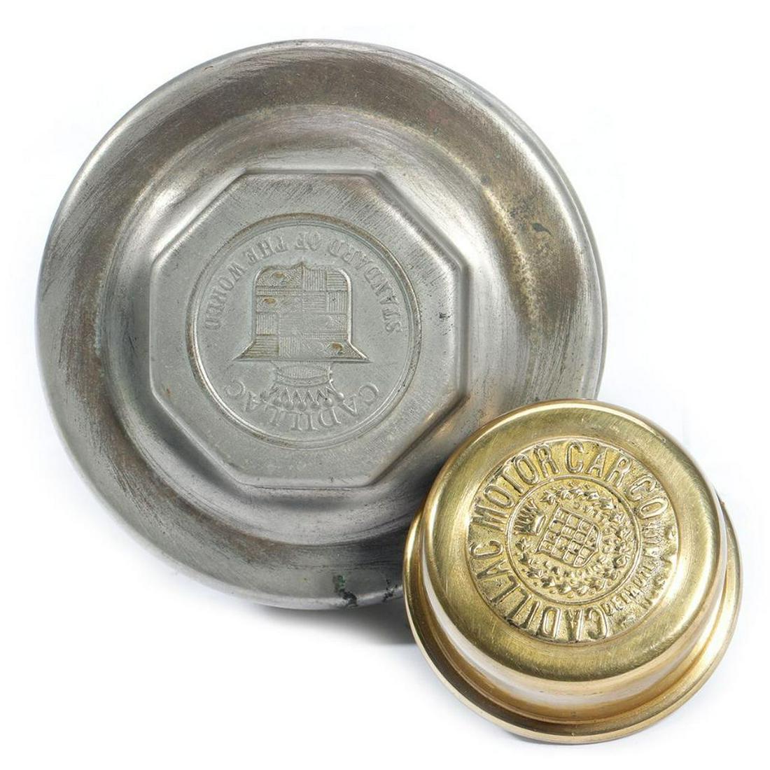 Cadillac "STANDARD OF THE WORLD" 5 inch Threaded Cap. and CADILLAC MOTOR CAR CO. 3 inch Threaded (1 of 2)