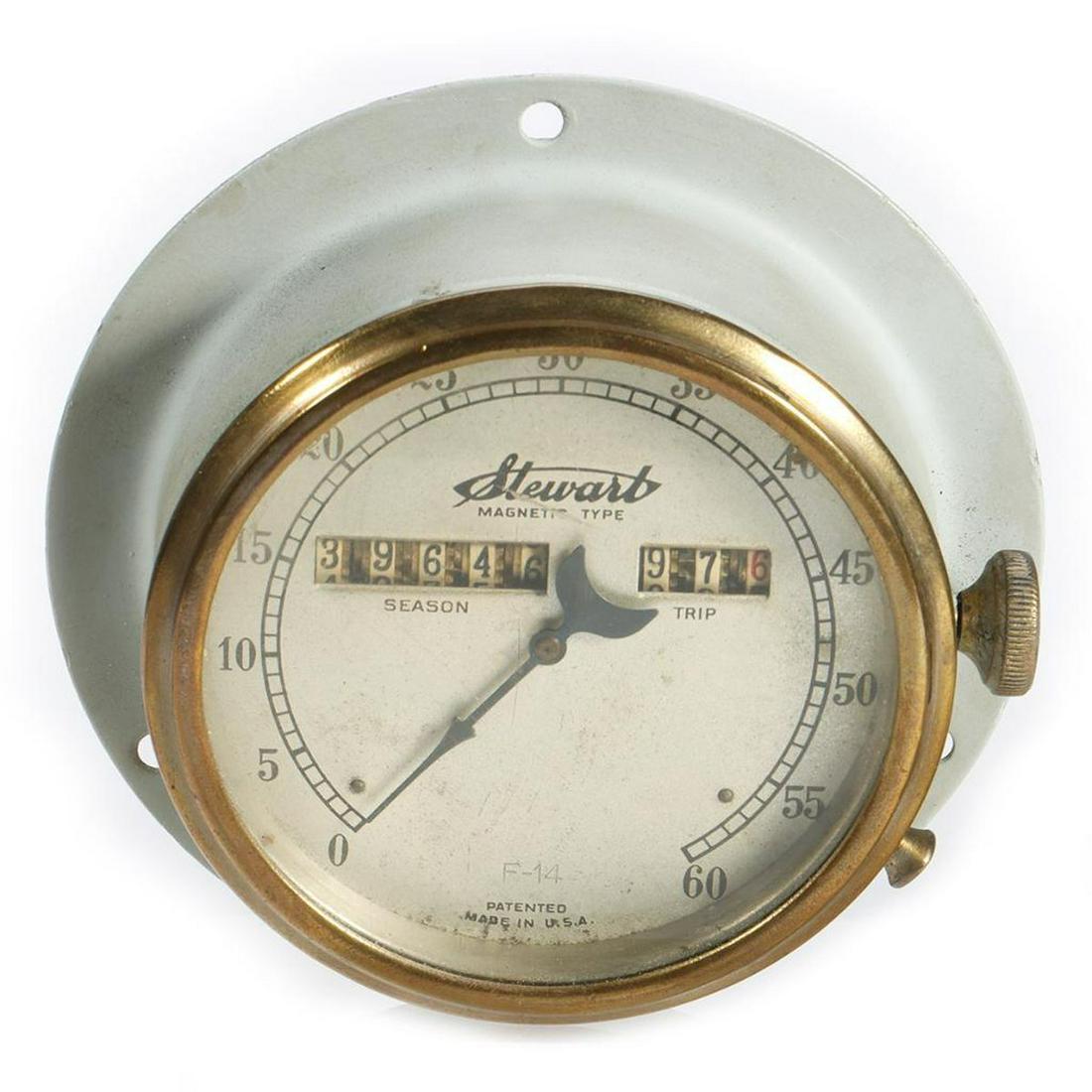 Antique Stewart Magnetic Type Automobile Speedometer 0-60 MPH with season mileage and trip (1 of 2)