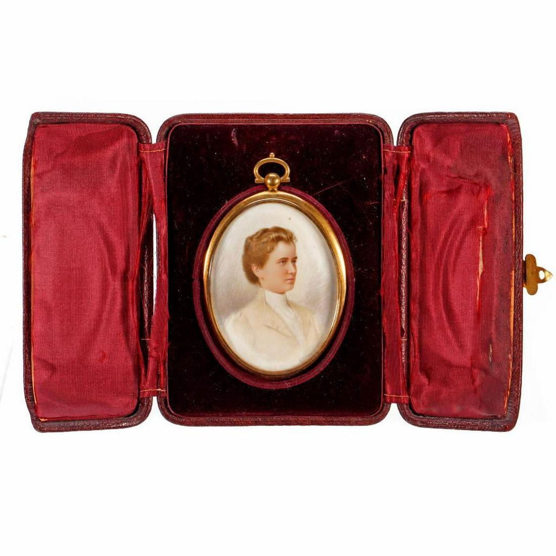 PORTRAIT MINIATURE IN FITTED CASE, 1912. (1 of 3)