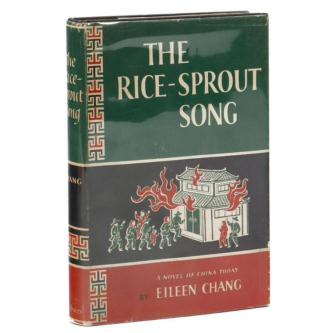 CHANG, EILEEN.: The Rice-Sprout Song. New York: Charles Scribner's Sons, 1955. First edition. 12mo (7 9/16in.). Black cloth with gilt titles/decoration. Condition: Good; owner's name inked on front pastedown, and ink
