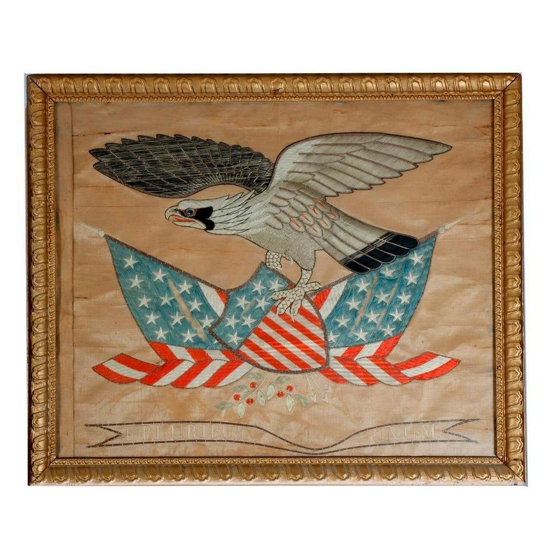 PATRIOTIC EAGLE SILK EMBROIDERY SOUVENIR. (1 of 2)