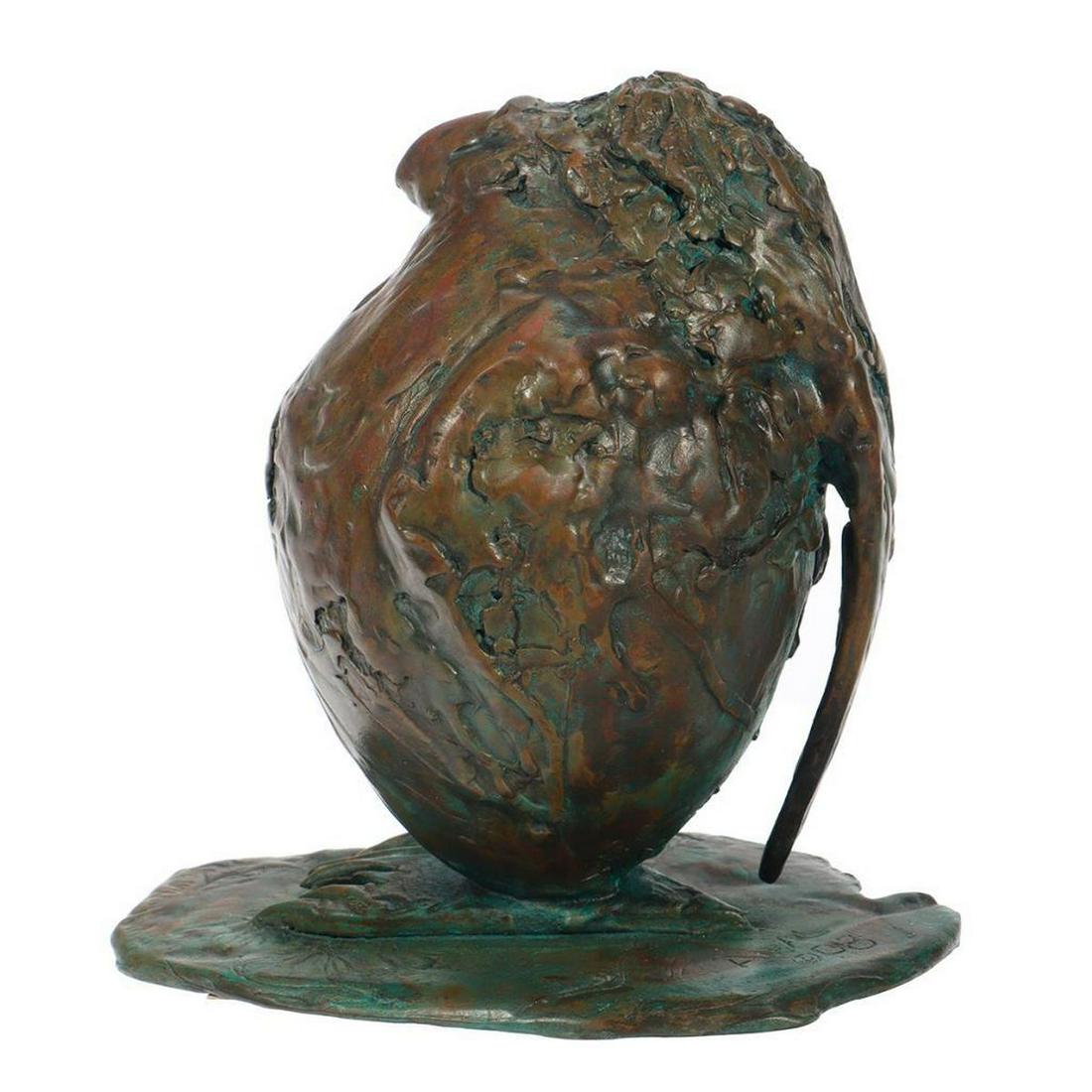 Eleen Auvil (1927 - 2022): Artist: Eleen Auvil (1927 - 2022). Title/Subject: "B. I. R. D." (round bird). Size: 5 3/4in. x 4 1/8in. Year Created: 2003. Signature: Signed, dated on base; signed, titled on artist's paper label on