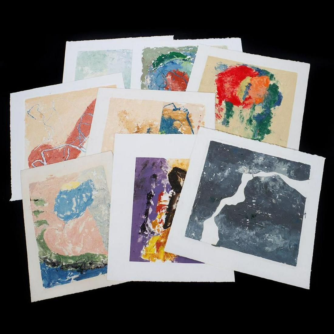 Eleen Auvil (1927-2022): Artist: Eleen Auvil (1927-2022). An unframed monoprint titled "Dream Web II" and signed and dated 2008; together with an assortment of nine unsigned, unframed abstract works, including one titled "Ori