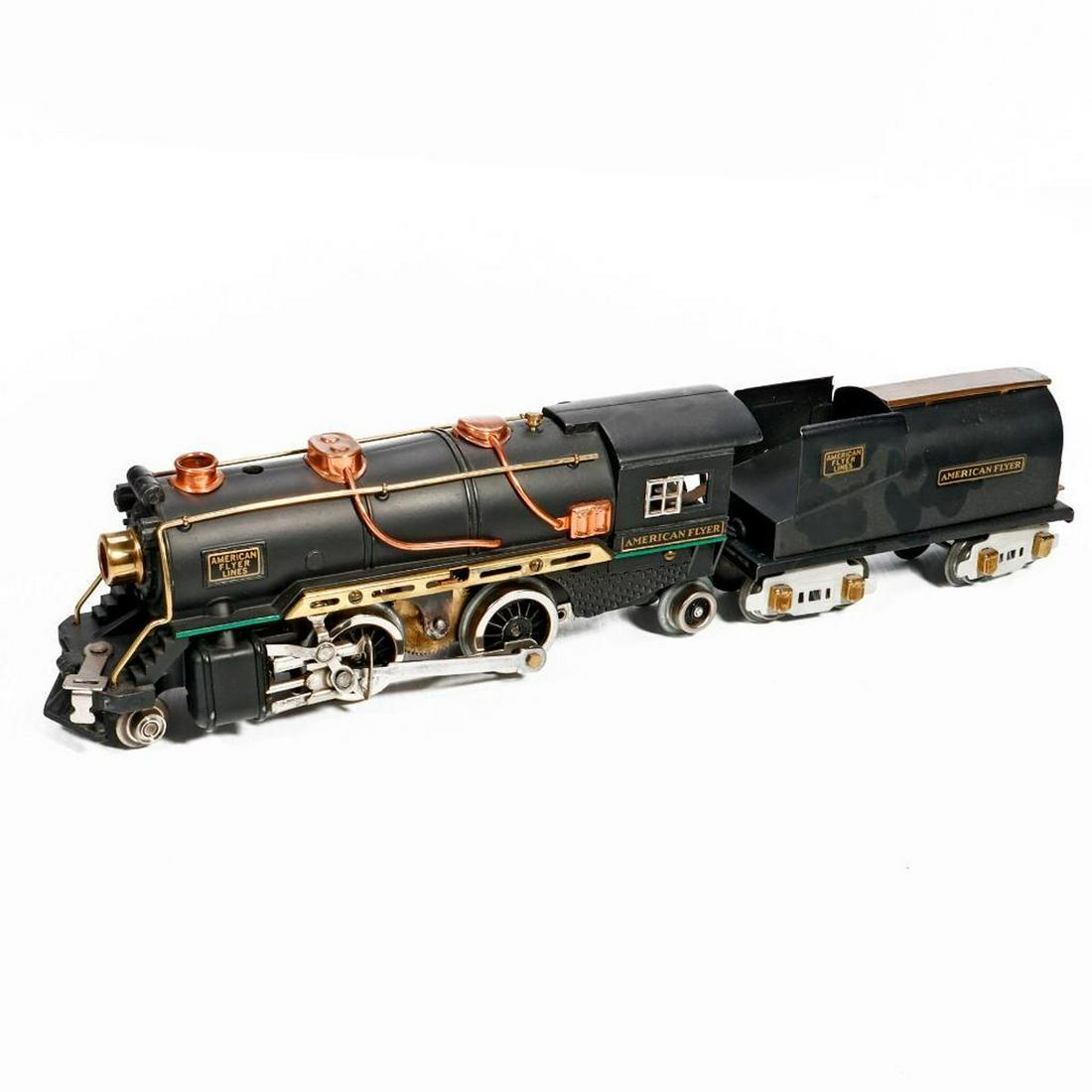 American Flyer O Gauge 2-4-2 Locomotive 3315, 3199 Tender: American Flyer Chicago O Gauge 2-4-2 Locomotive #3315 and #3199 8 Wheel Tender. Locomotive: Brass and copper trim has been removed, cleaned and re-installed after the boiler was repainted. Pilot and t