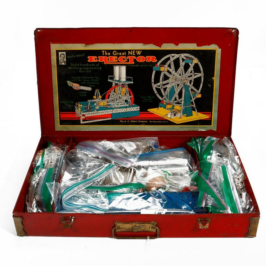 Gilbert No. 8 1/2 Erector Set with 1935 inside cover label (1 of 2)