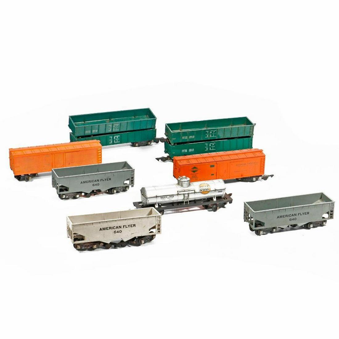 8 AF S Ga Freight Cars w 3 spring weighted trucks, link couplers (1 of 3)