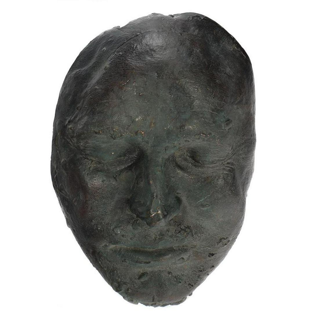 Eleen Auvil (1927 - 2022).: Artist: Eleen Auvil (1927 - 2022). Title/Subject: Life mask. Size: 8 1/2in. x 5 5/8in. Year Created: Undated. Signature: Unsigned. Medium/Ground: Cast bronze. Condition good. Condition Report: All lot