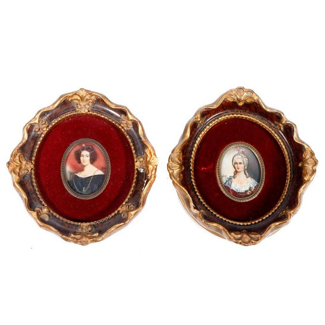 Pair of Painted Miniature Portraits. (1 of 4)