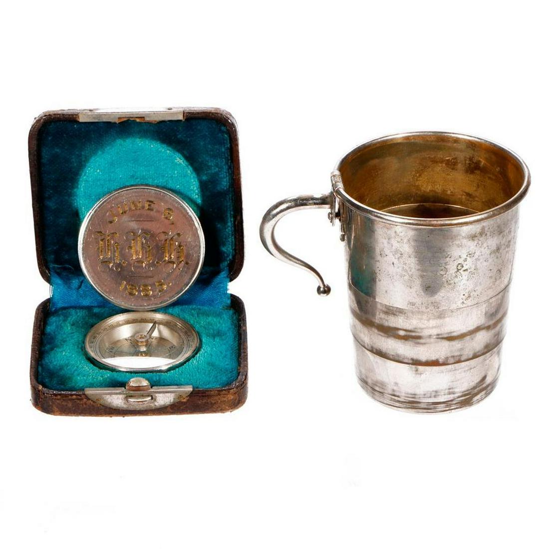 19th century cased compass and collapsible cup. (1 of 4)