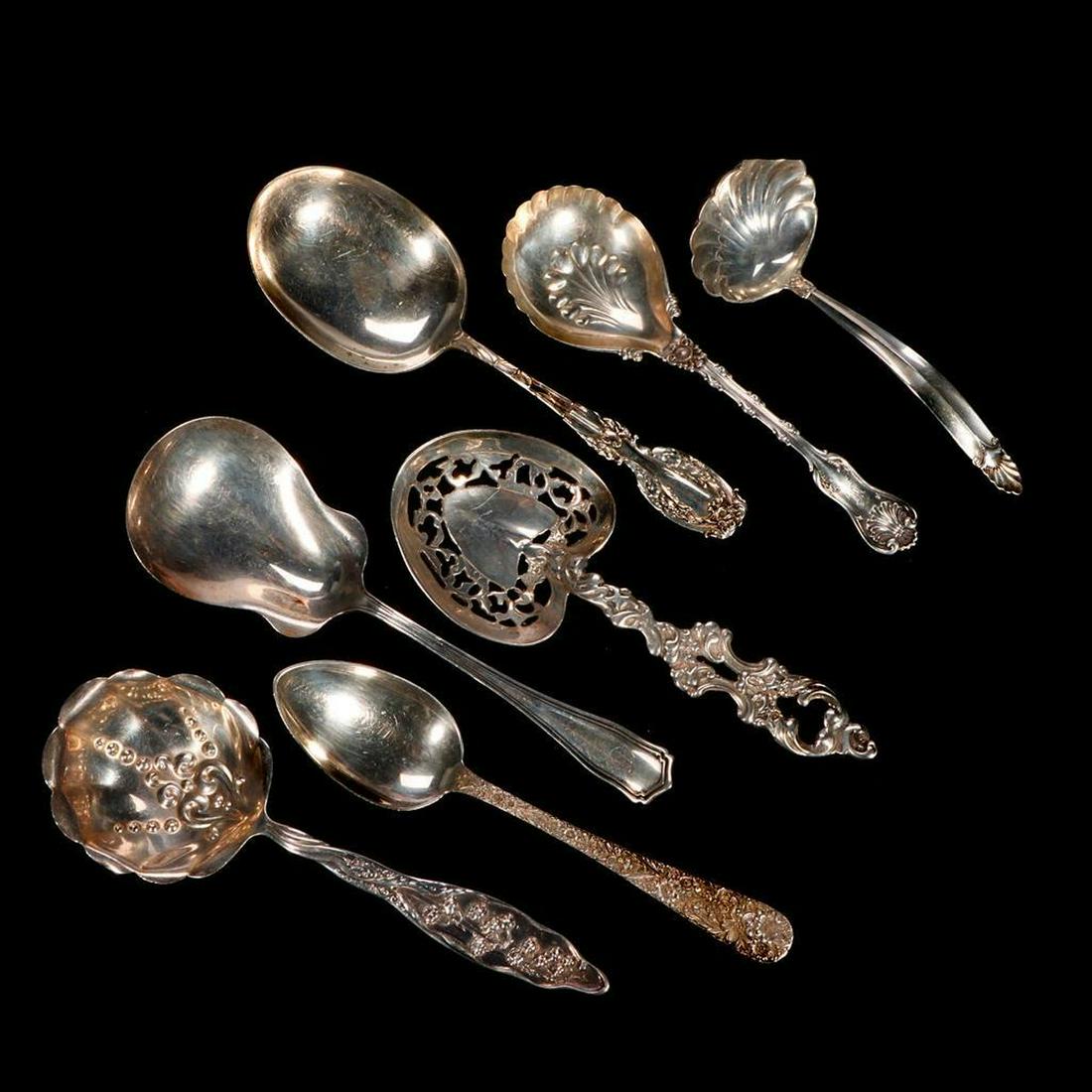 Seven Sterling Silver Serving Spoons. (1 of 7)