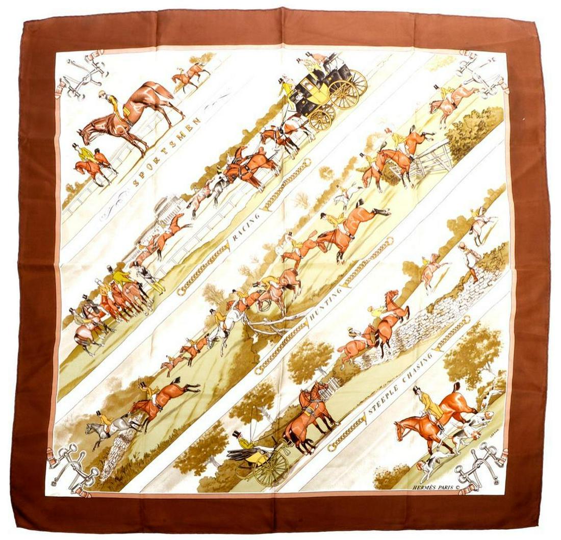 Hermes Paris "Sportsmen" Silk Scarf. (1 of 2)