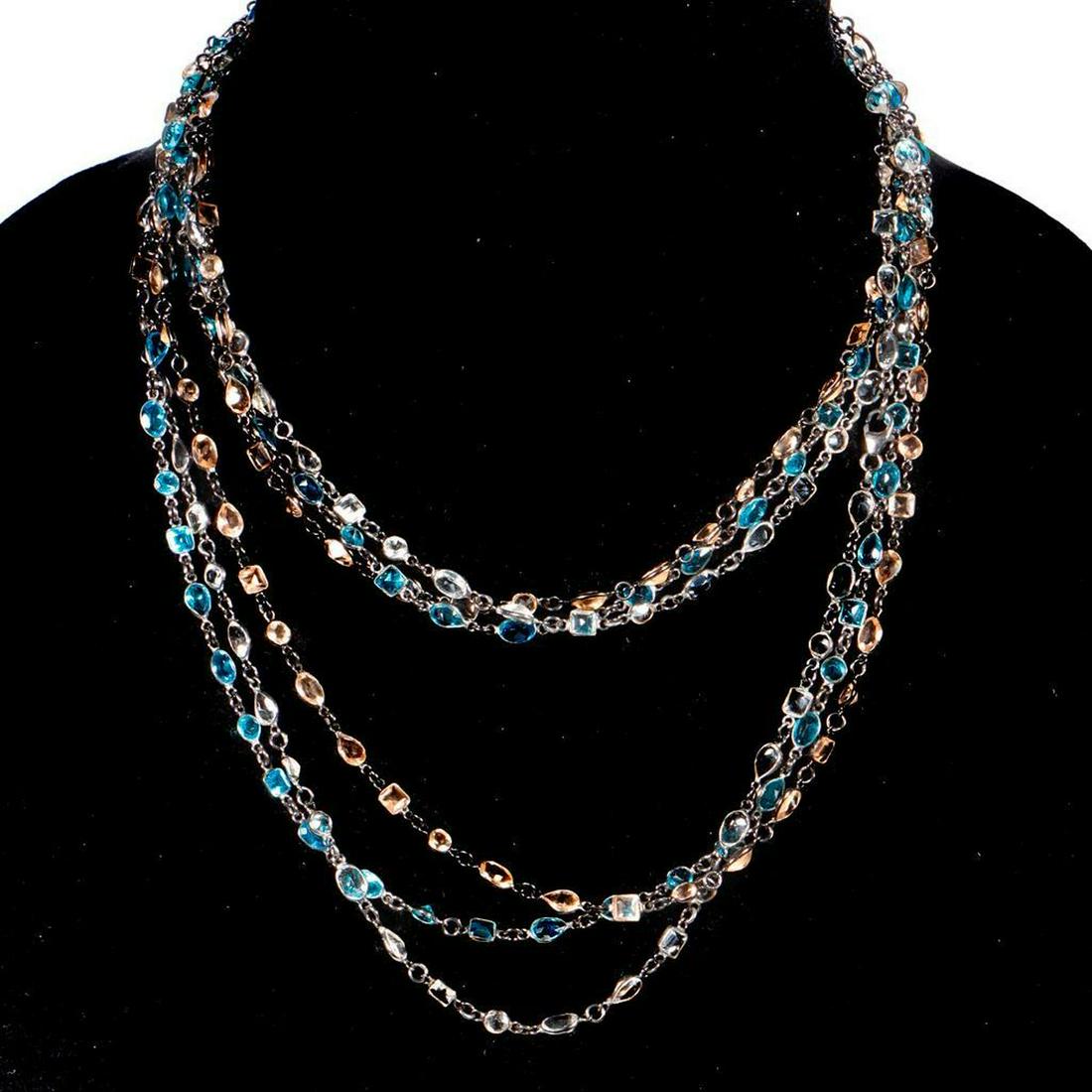 Set of three gem-set and silver long necklaces. (1 of 2)